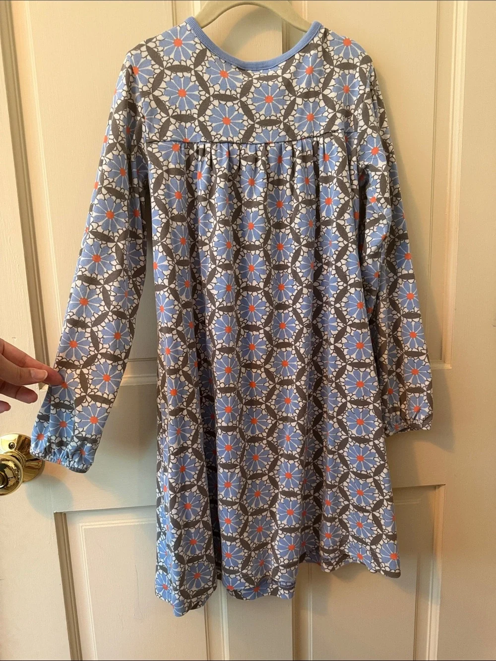 Hanna Andersson Blue Floral-Patterned Long Sleeve Dress
